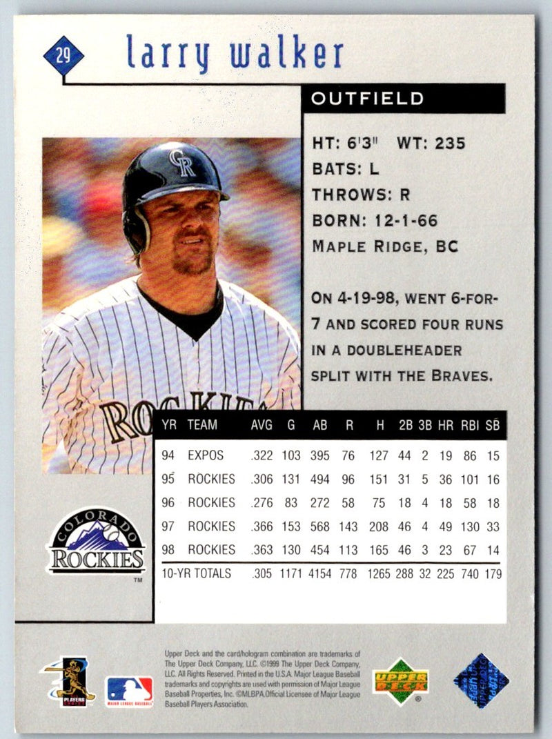 1999 Upper Deck Black Diamond Larry Walker