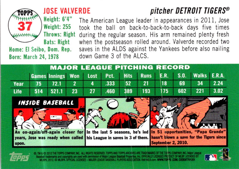 2012 Topps Archives Jose Valverde