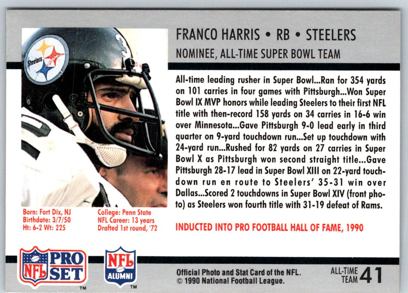 1990 Pro Set Super Bowl 160 Franco Harris