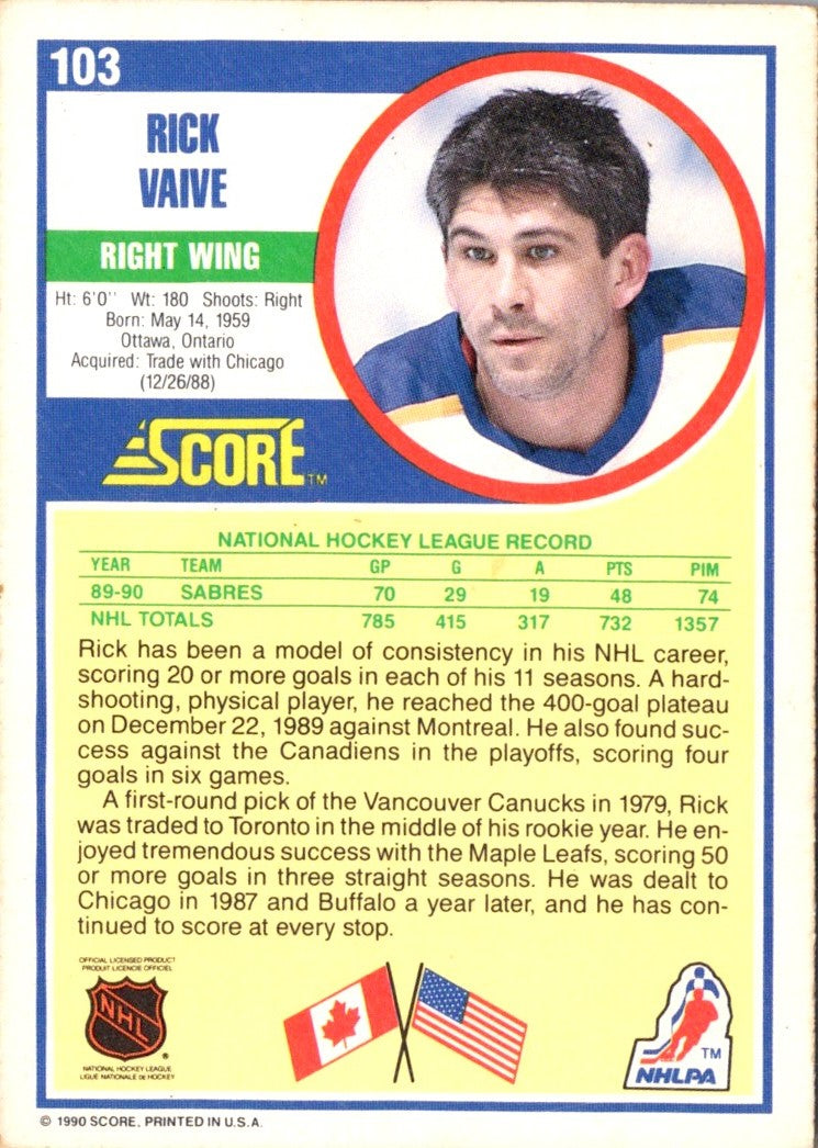 1990 Score Rick Vaive
