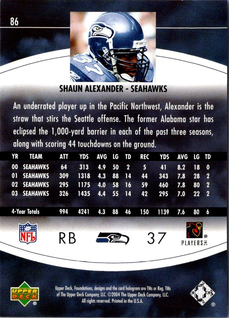 2004 Upper Deck Foundations Shaun Alexander