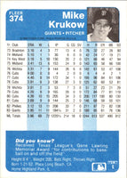 1984 Fleer Mike Krukow #374