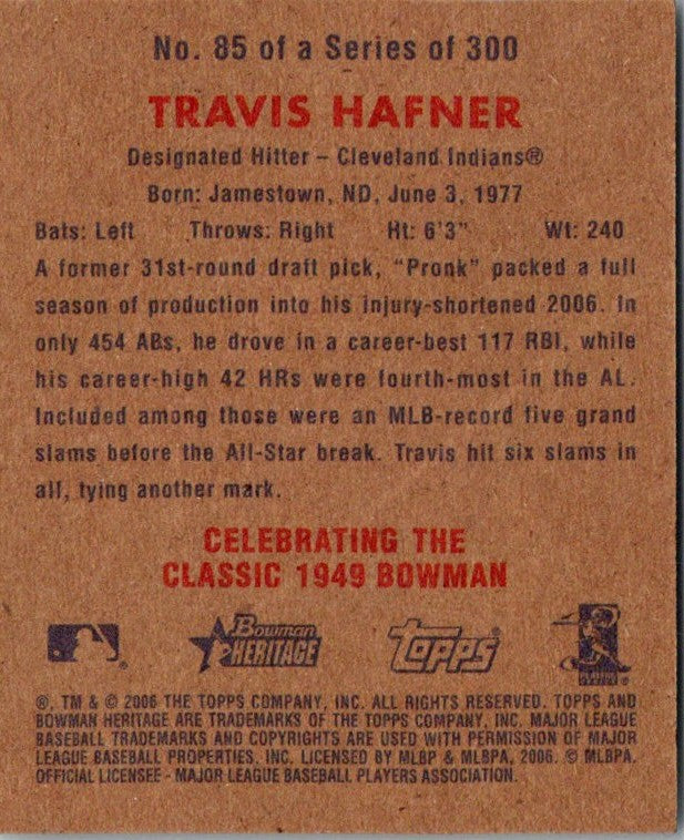 2006 Bowman Heritage Mini Travis Hafner