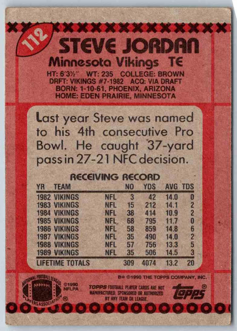 1990 Topps Steve Jordan