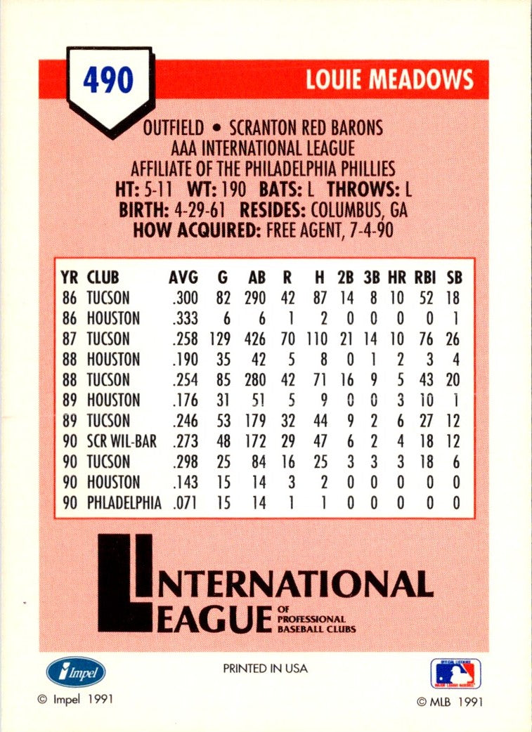 1991 Line Drive AAA Louie Meadows