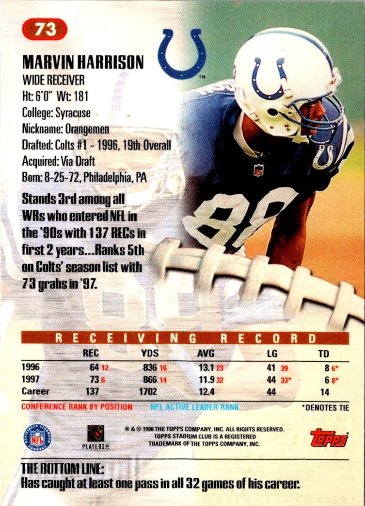 1998 Stradium Club Marvin Harrison