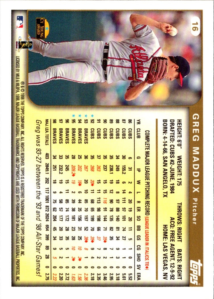 1999 Topps Greg Maddux