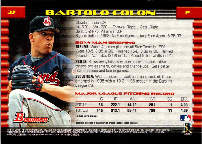 2002 Bowman Gold Bartolo Colon