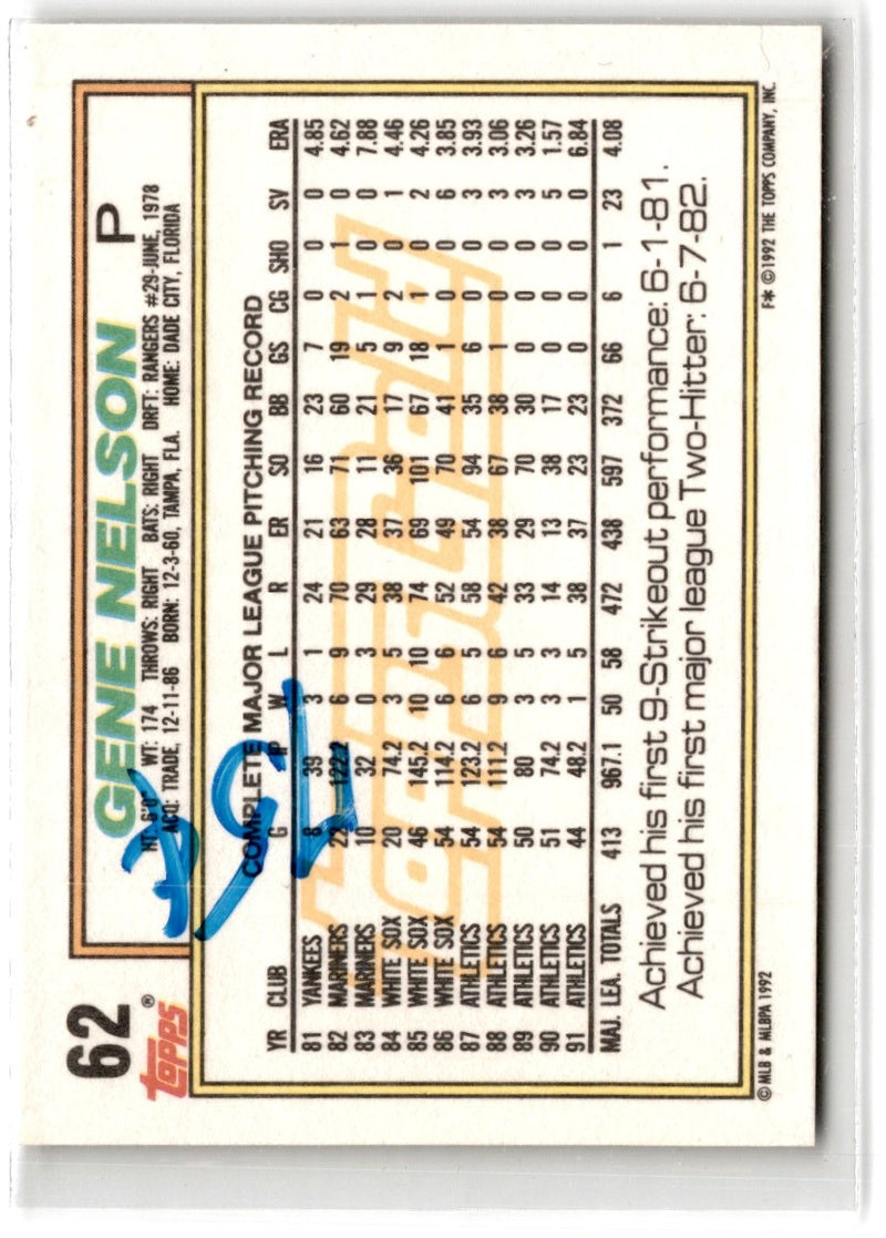 1992 Topps Gold Winners Gene Nelson