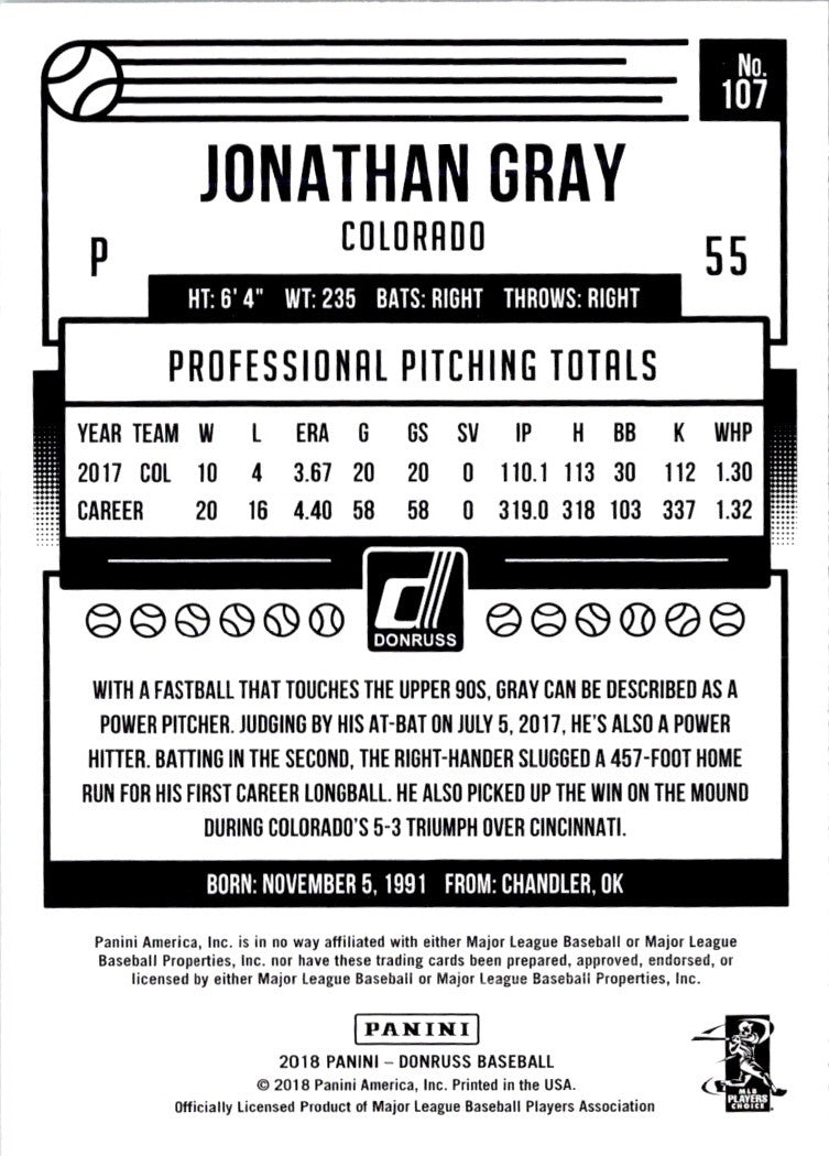 2016 Donruss Jonathan Gray