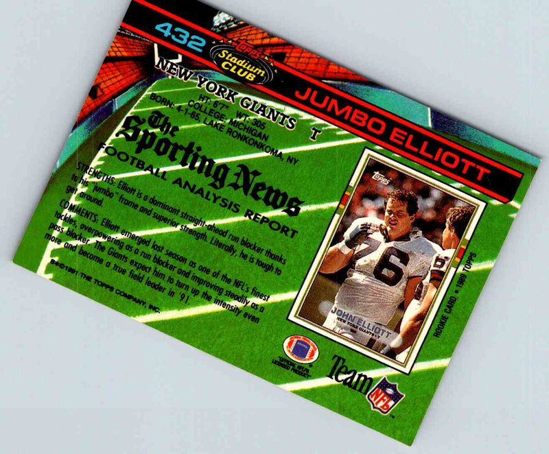 1991 Topps Stadium Club Football Jumbo Elliott