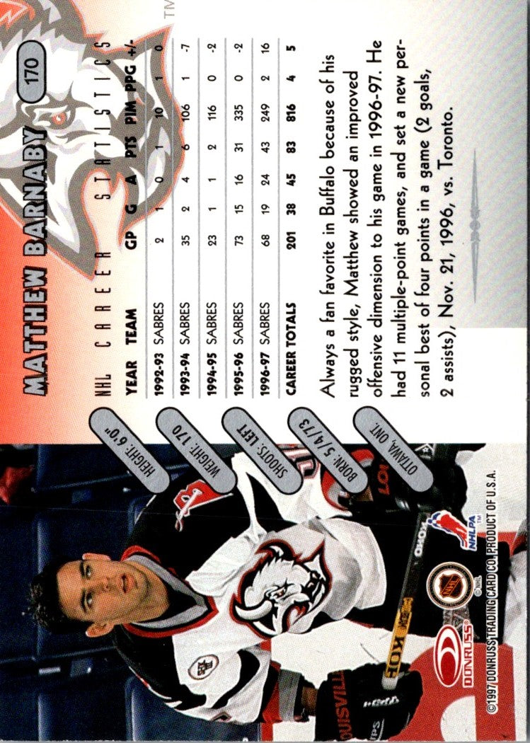 1997 Donruss Matthew Barnaby