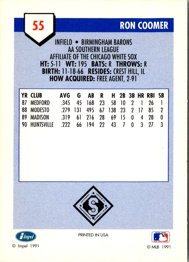 1991 Line Drive AA Ron Coomer