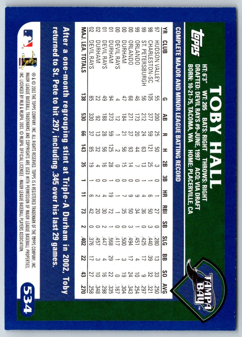 2003 Topps Toby Hall