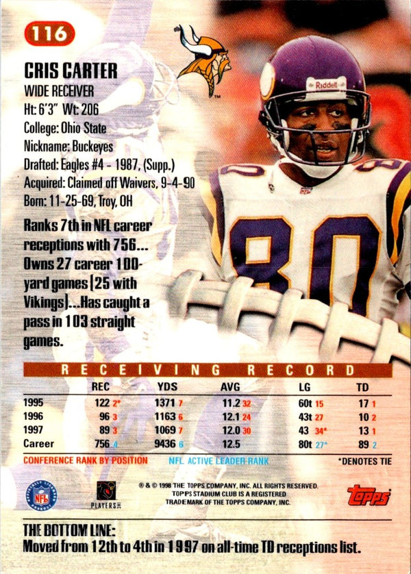1998 Stadium Club Cris Carter #116