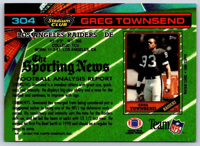 1991 Topps Stadium Club Football Greg Townsend