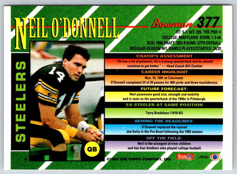 1993 Bowman Football Neil O'Donnell