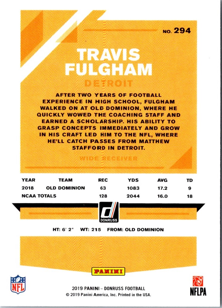 2019 Donruss Travis Fulgham