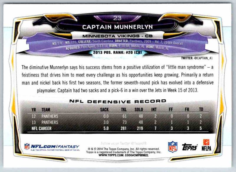 2014 Topps Captain Munnerlyn