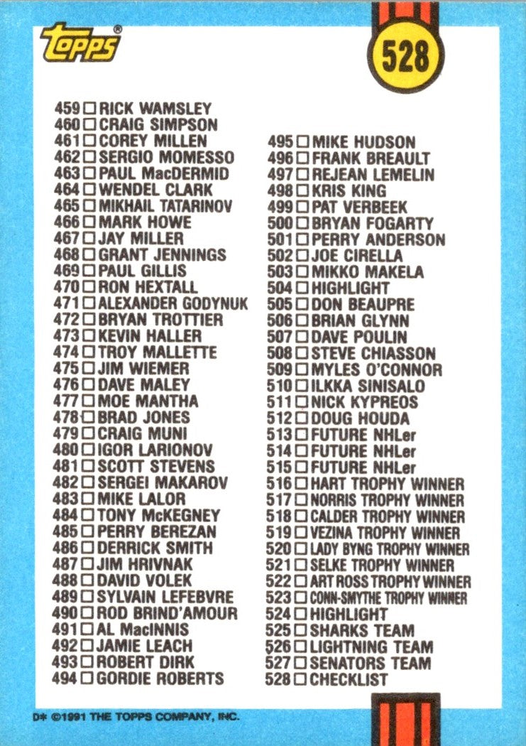 1991 Topps Checklist 4