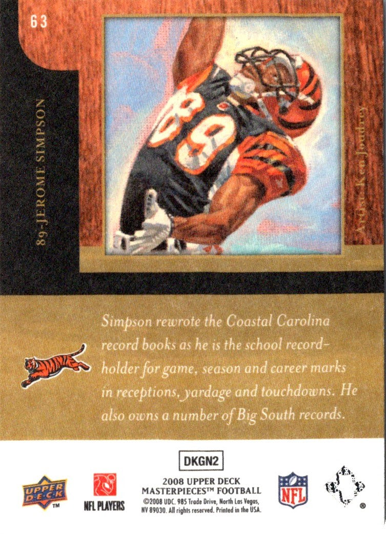 2008 Upper Deck Masterpieces Jerome Simpson