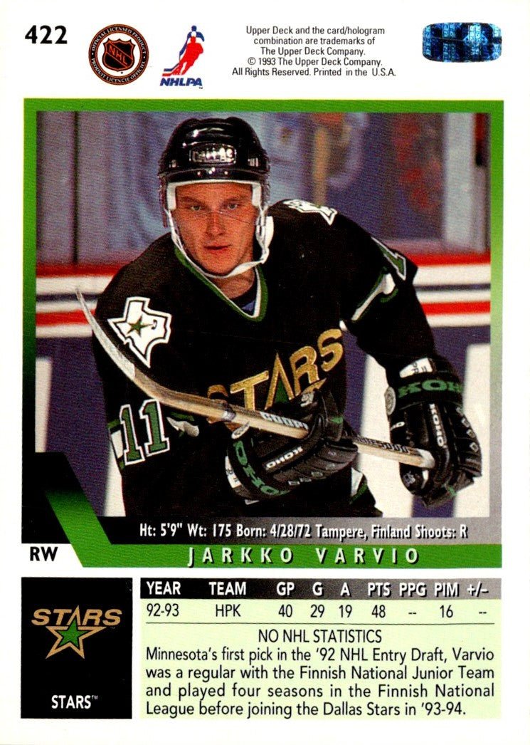 1993 Upper Deck Jarkko Varvio