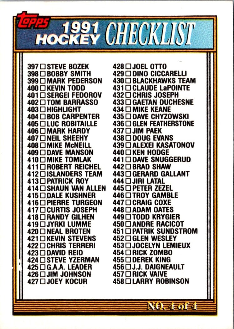 1991 Topps Checklist 4