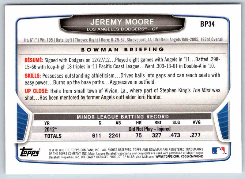 2013 Bowman Jeremy Moore