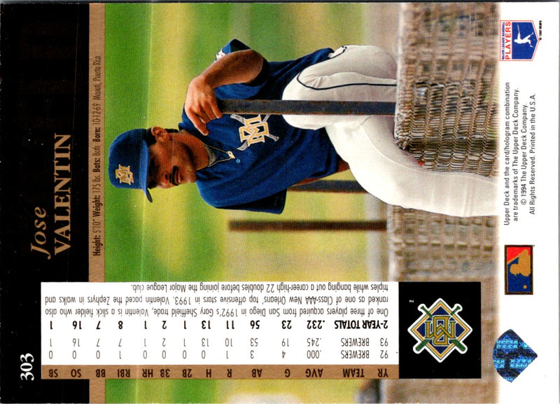 1994 Upper Deck Jose Valentin