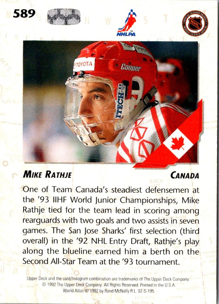 1992 Upper Deck Mike Rathje