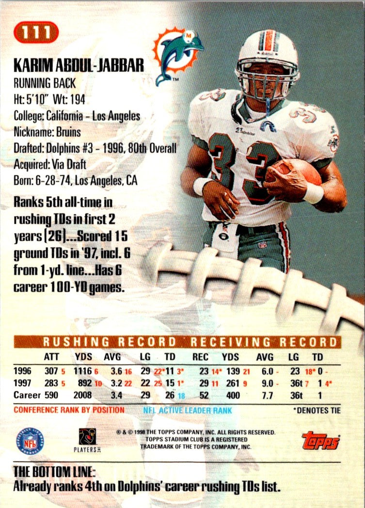 1998 Stadium Club Karim Abdul-Jabbar