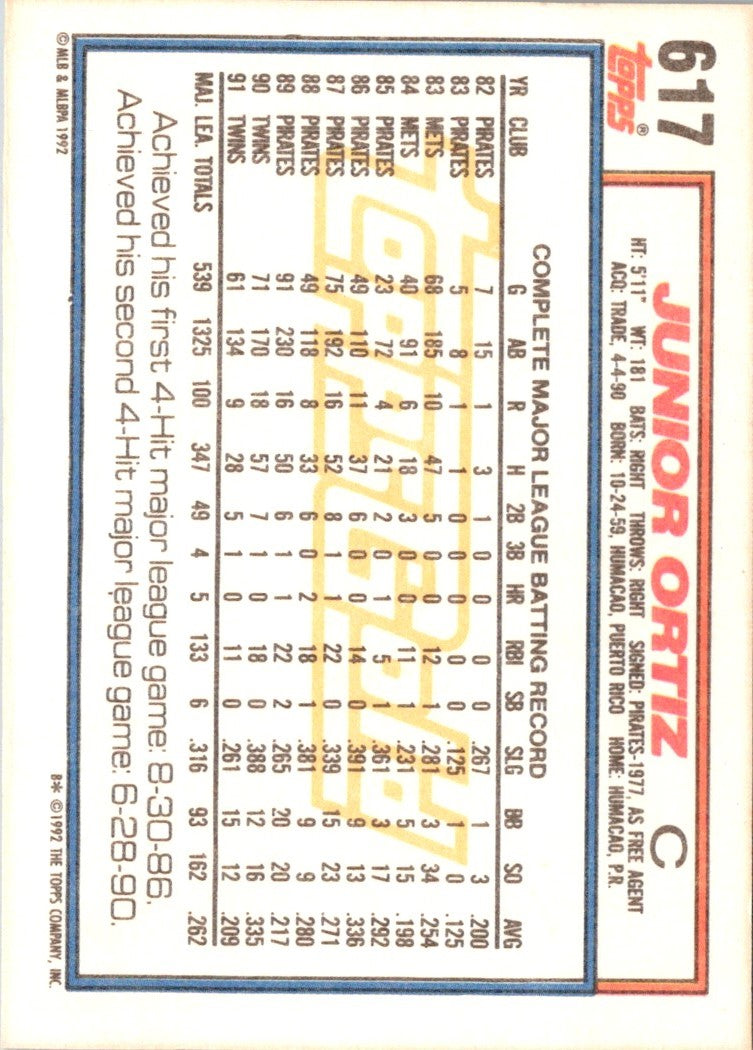 1992 Topps Junior Ortiz