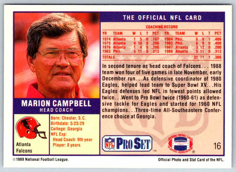 1989 NFL Proset Marion Campbell