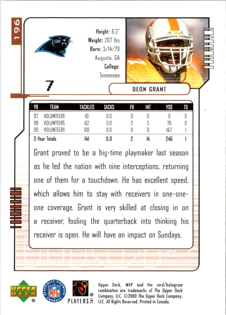 2000 Upper Deck MVP Deon Grant