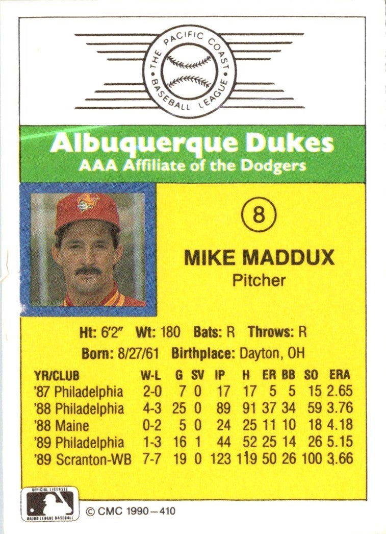 1990 CMC Albuquerque Dukes Mike Maddux