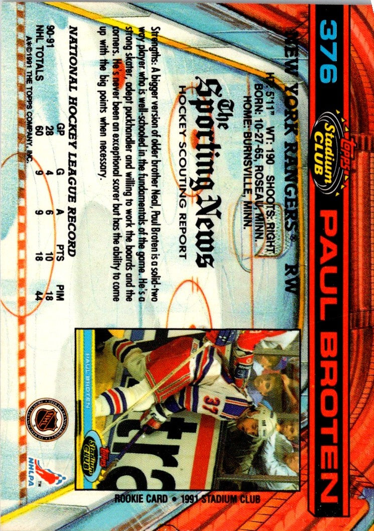 1991 Stadium Club Paul Broten