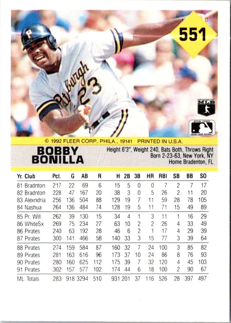 1992 Fleer Bobby Bonilla