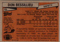 1981 Topps Don Bessillieu #63 Rookie EX