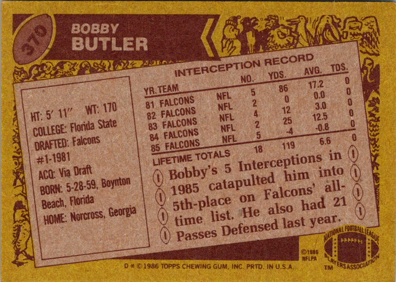 1986 Topps Bobby Butler