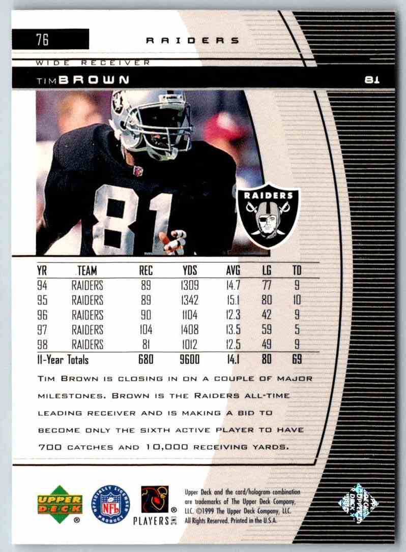 1999 Upper Deck Black Diamond Tim Brown