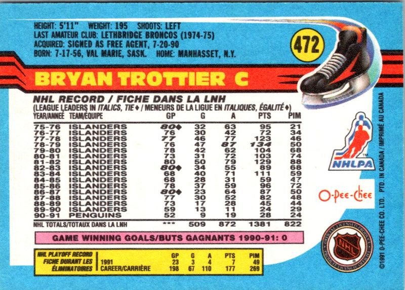 1991 O-Pee-Chee Bryan Trottier