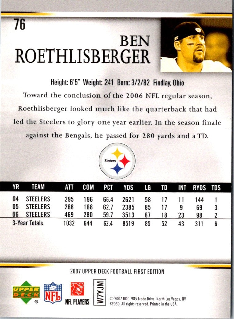 2007 Upper Deck First Edition Ben Roethlisberger