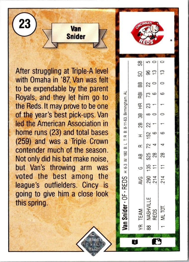 1989 Upper Deck Van Snider