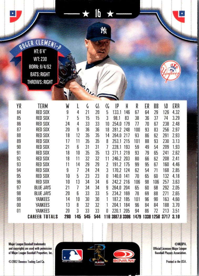 2002 Donruss Roger Clemens