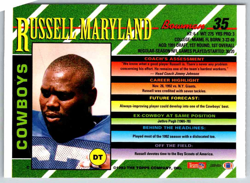 1993 Bowman Football Russell Maryland