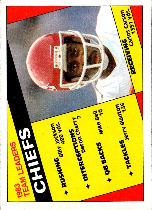 1984 Topps 1983 Team Leaders Chiefs/Carlos Carson #84