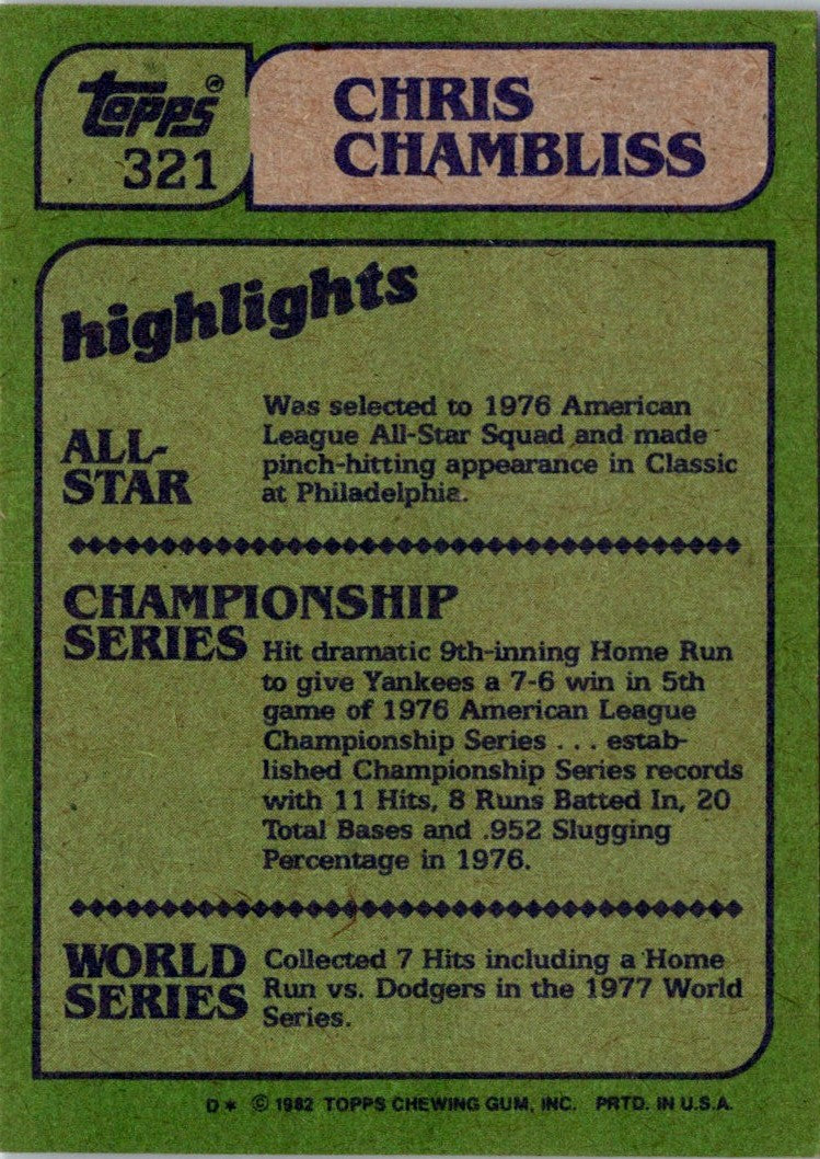 1982 Topps Chris Chambliss