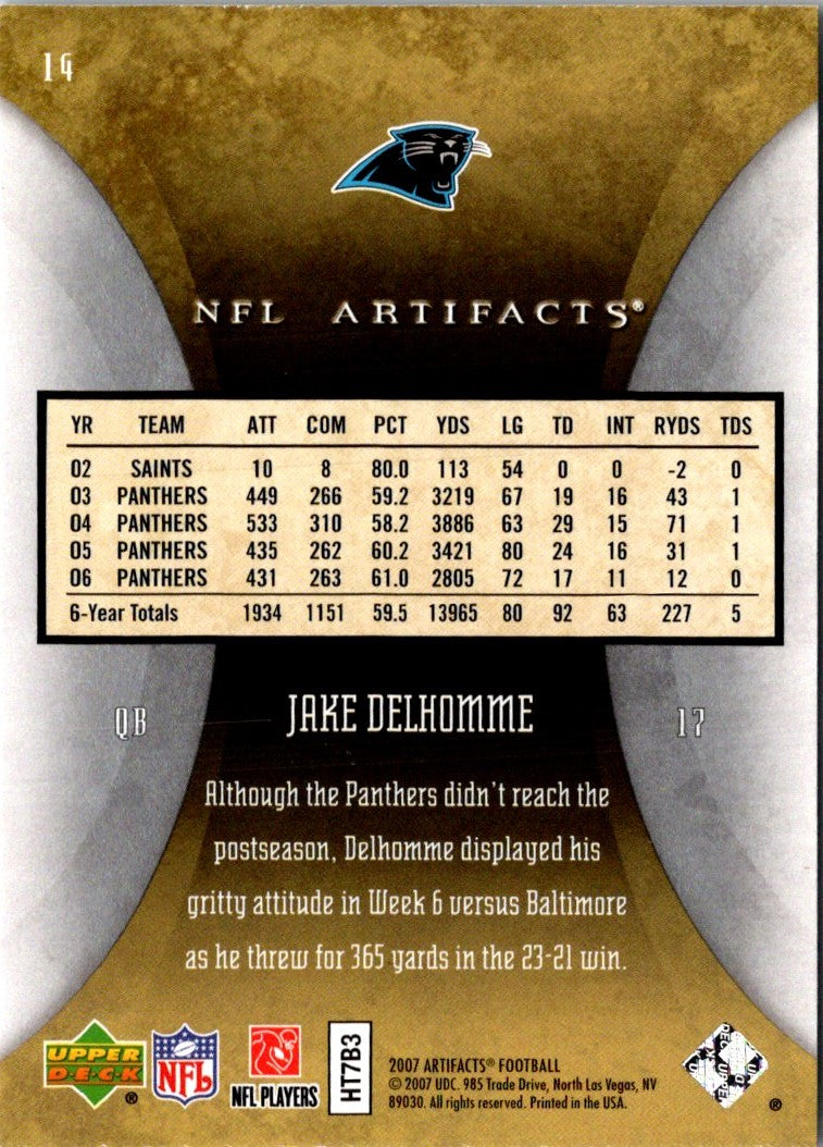 2007 Upper Deck Artifacts Jake Delhomme