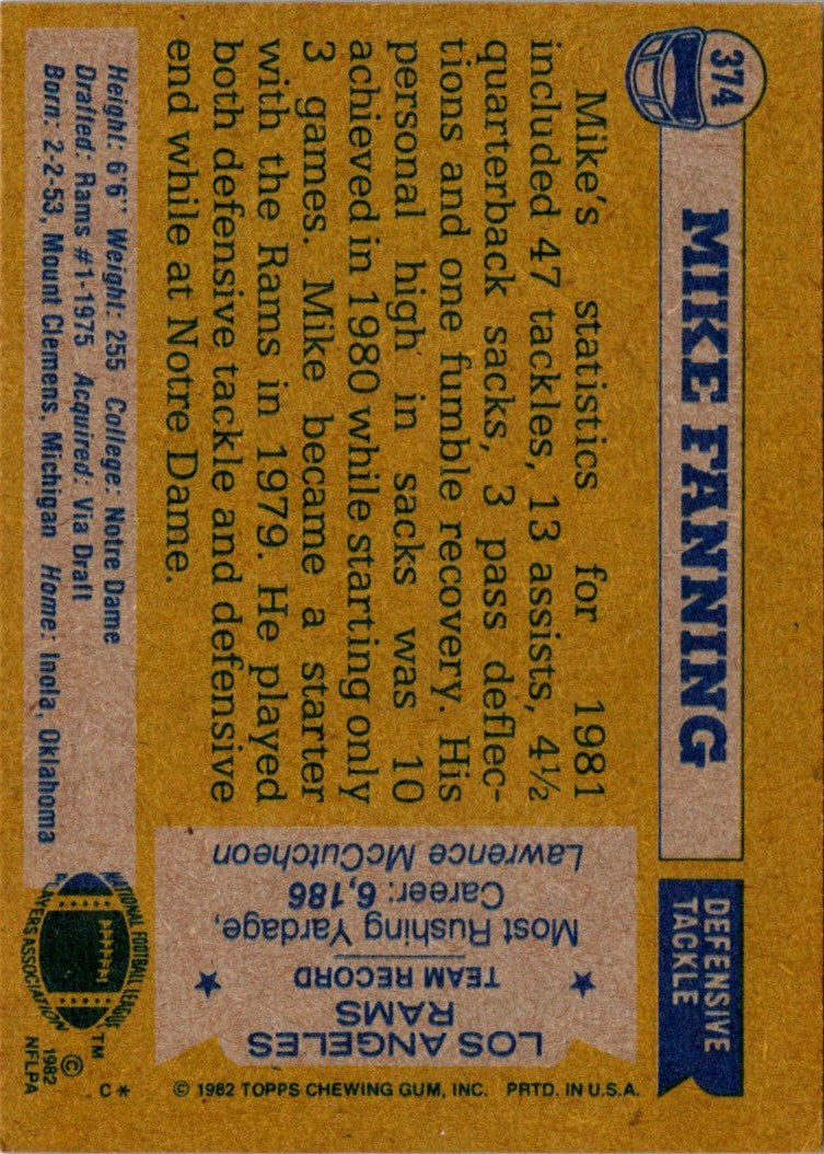 1982 Topps Mike Fanning