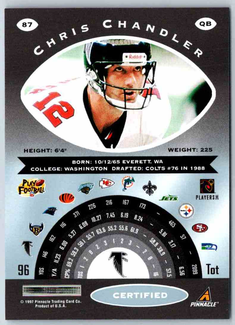 1997 Pinnacle Certified NFL Chris Chandler
